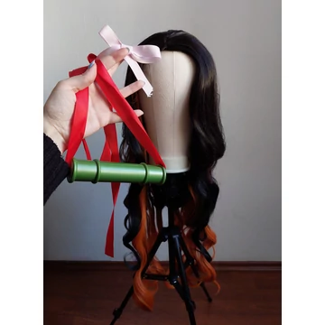 Demon Slayer - Nezuko Kamado cosplay paróka szett kiegészítőkkel