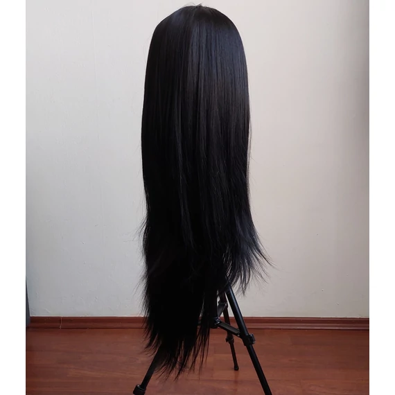 Lace front - Fekete hosszú frufru nélküli cosplay paróka