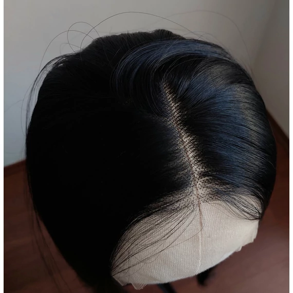 Lace front - Fekete hosszú frufru nélküli cosplay paróka
