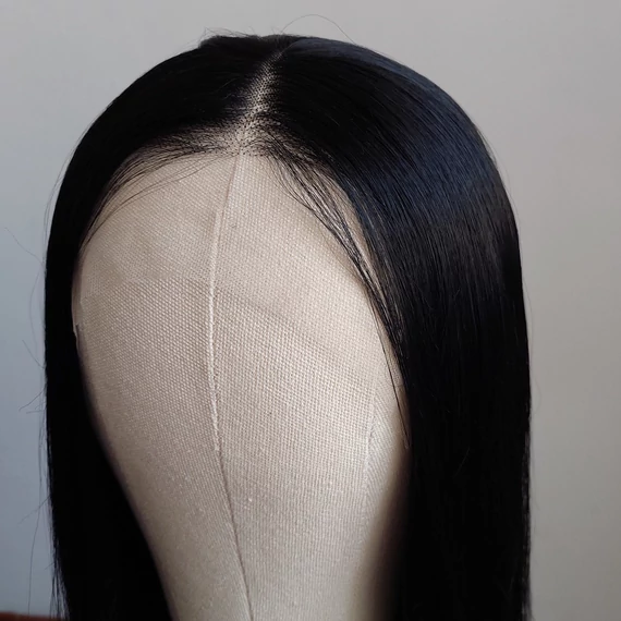 Lace front - Fekete hosszú frufru nélküli cosplay paróka