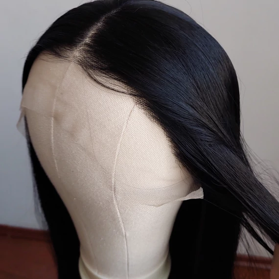Lace front - Fekete hosszú frufru nélküli cosplay paróka