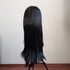 Fekete hosszú frufru nélküli cosplay paróka